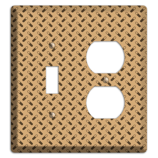 Beige with Brown Motif Toggle / Duplex Wallplate