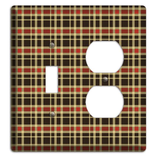 Maroon and Black Plaid Toggle / Duplex Wallplate