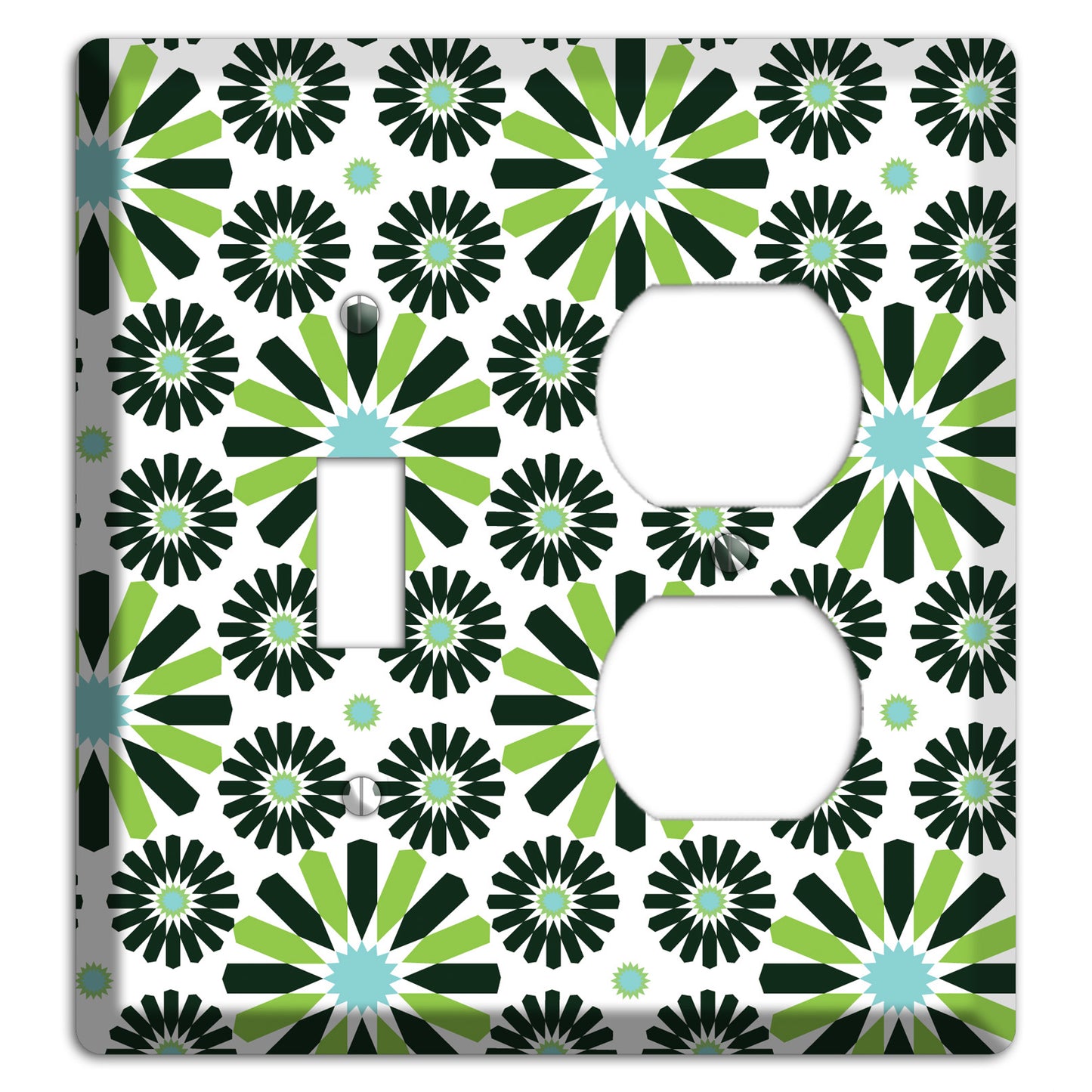 Lime and Teal Scandinavian Floral 2 Toggle / Duplex Wallplate