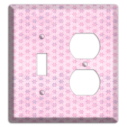 Pink Grunge Floral Contour Toggle / Duplex Wallplate