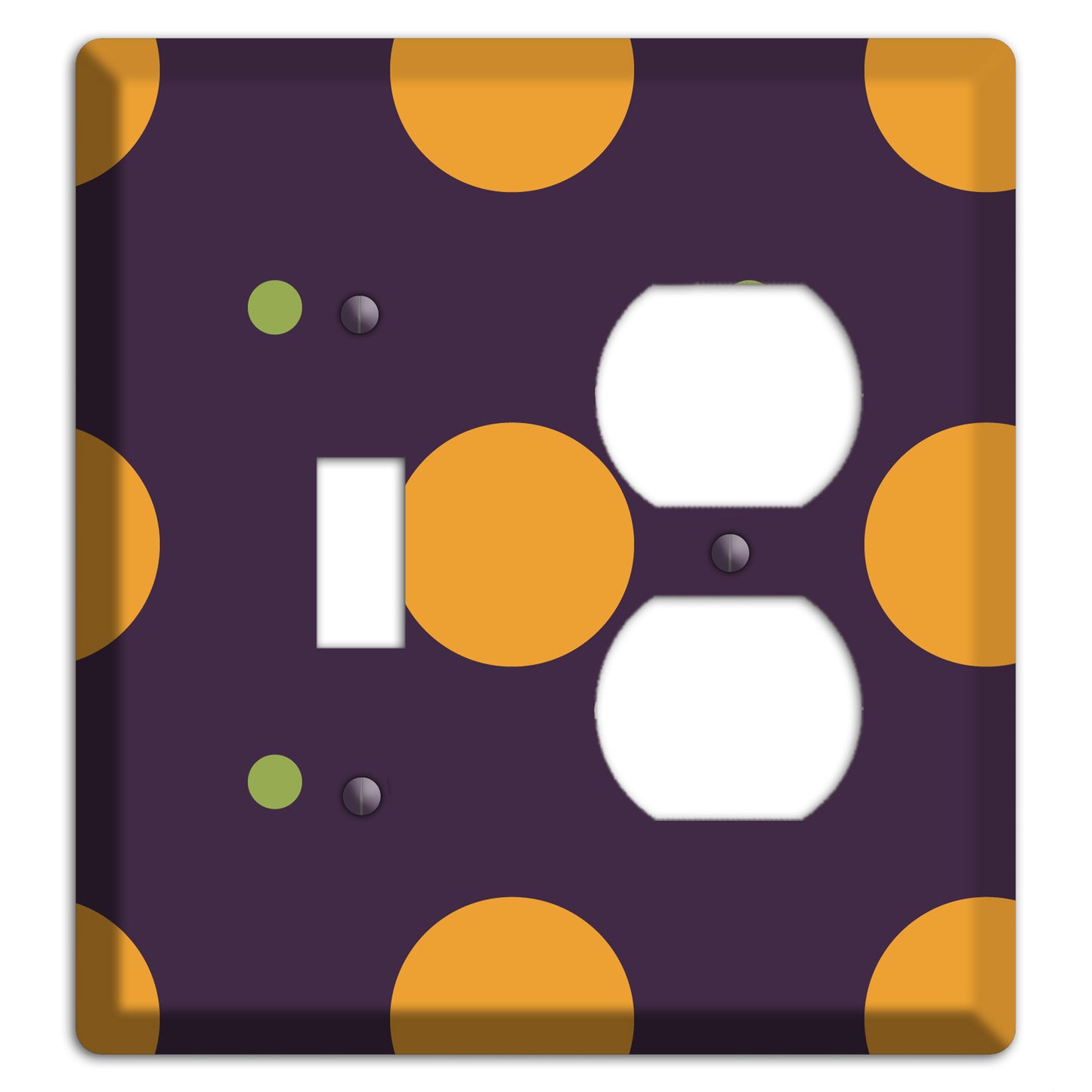 Eggplant with Orange and Lime Multi Tiled Medium Dots Toggle / Duplex Wallplate