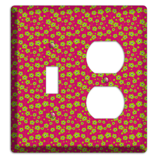 Fuschia and Yellow Calico Toggle / Duplex Wallplate