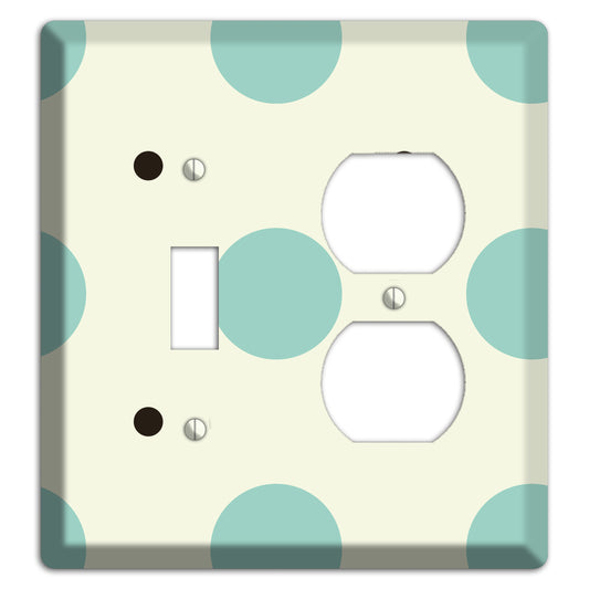 Soft Green with Aqua and Black Multi Tiled Medium Dots Toggle / Duplex Wallplate