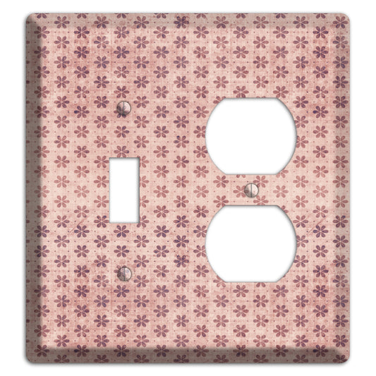 Dusty Pink Grunge Floral Contour Toggle / Duplex Wallplate