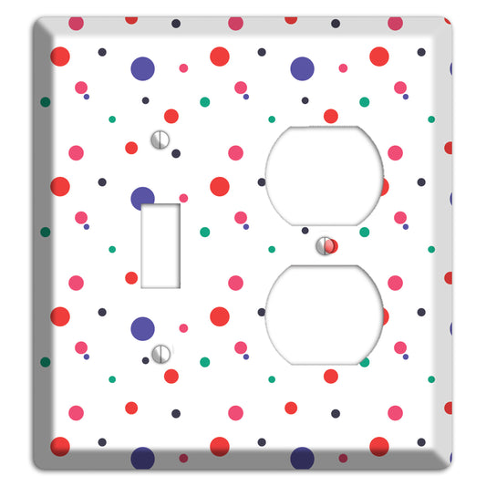 White with Multi Color Small Dots Toggle / Duplex Wallplate