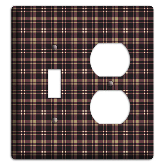 Dark Brown Plaid Toggle / Duplex Wallplate