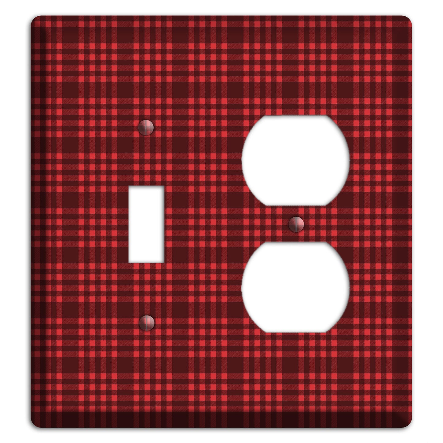 Maroon Plaid Toggle / Duplex Wallplate