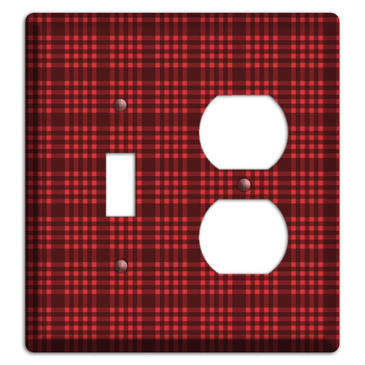 Maroon Plaid Toggle / Duplex Wallplate