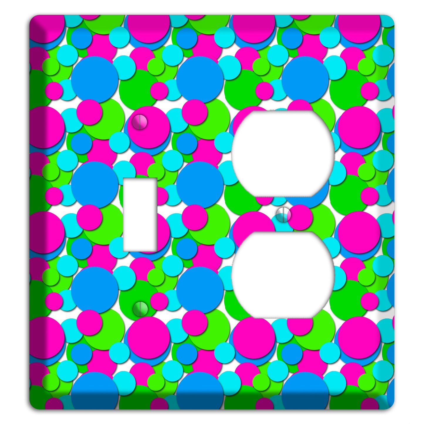 Fuschia Lime Blue Bubble Dots Toggle / Duplex Wallplate