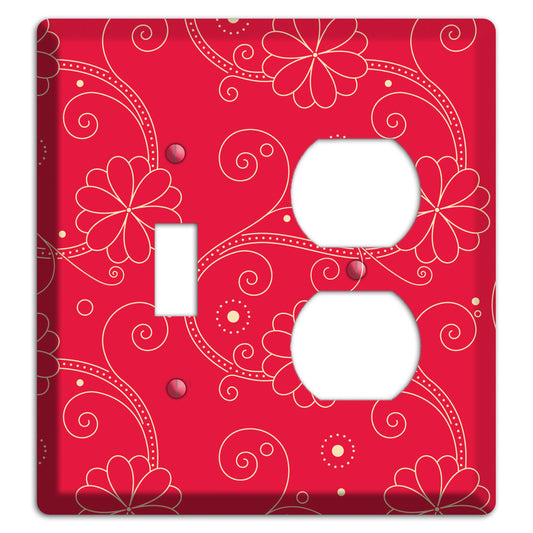 Red Floral Swirl Toggle / Duplex Wallplate