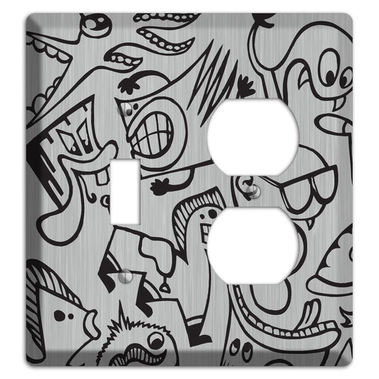 Whimsical Faces 1  Stainless Toggle / Duplex Wallplate