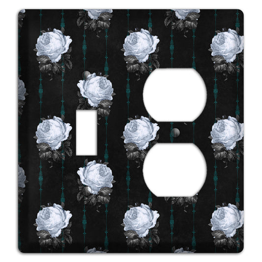 Dramatic Floral Black Toggle / Duplex Wallplate