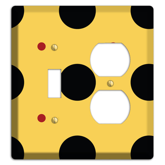 Yellow with Black and Red Multi Tiled Medium Dots Toggle / Duplex Wallplate