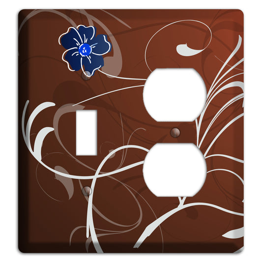 Brown Flower with Swirl Toggle / Duplex Wallplate