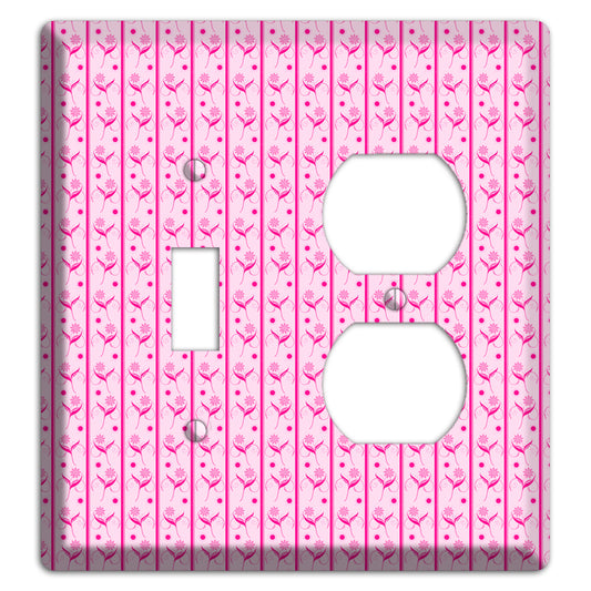 Pink Small Floral Pattern Toggle / Duplex Wallplate