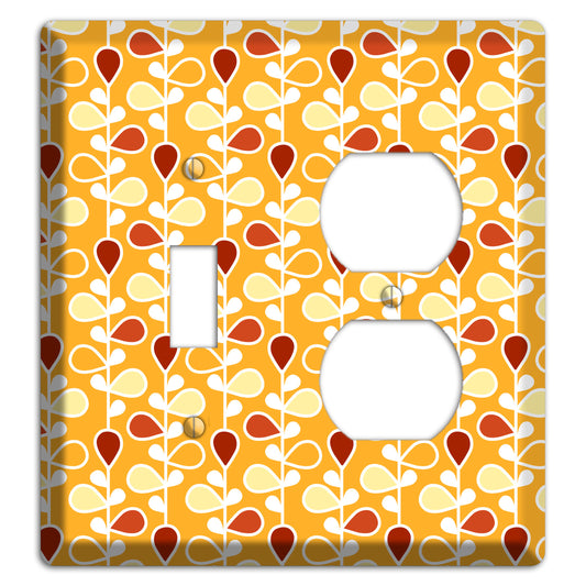 Orange with Yellow and Red Drop and Vine Toggle / Duplex Wallplate