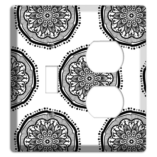 Mandala Black and White Style R Cover Plates Toggle / Duplex Wallplate