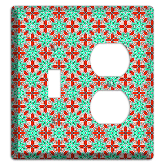 Green and Red Foulard 2 Toggle / Duplex Wallplate