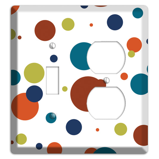 White with Multi Color Medium Dots Toggle / Duplex Wallplate