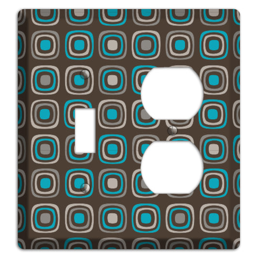 Brown and Blue Rounded Squares Toggle / Duplex Wallplate