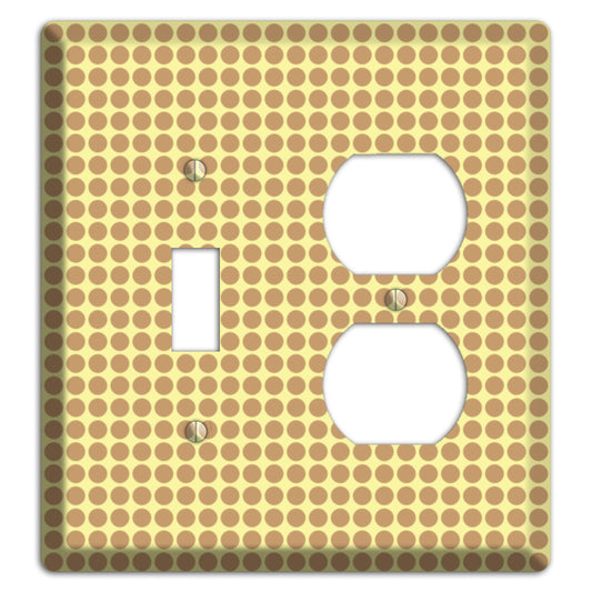 Yellow with Light Brown Tiled Small Dots Toggle / Duplex Wallplate