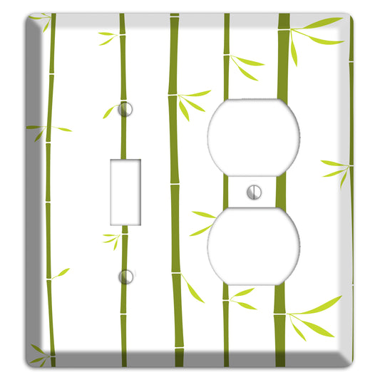 Green And White Bamboo Toggle / Duplex Wallplate