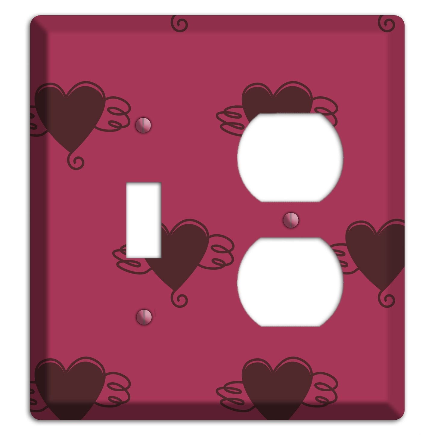 Fuschia Winged Hearts 2 Toggle / Duplex Wallplate