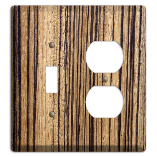 Zebrawood Wood Toggle / Duplex Outlet Cover Plate