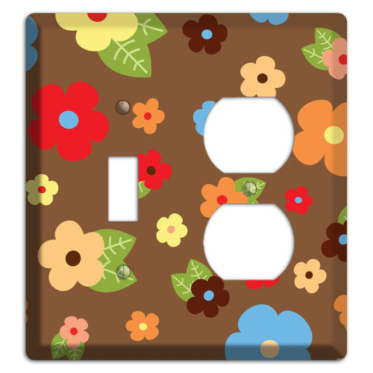 Brown Delicate Flowers Toggle / Duplex Wallplate