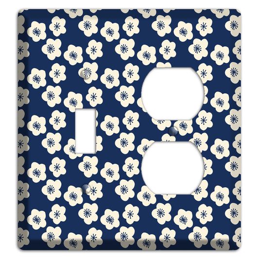 Navy Blossoms Toggle / Duplex Wallplate