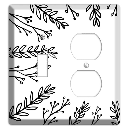 Hand-Drawn Leaves 9 Toggle / Duplex Wallplate