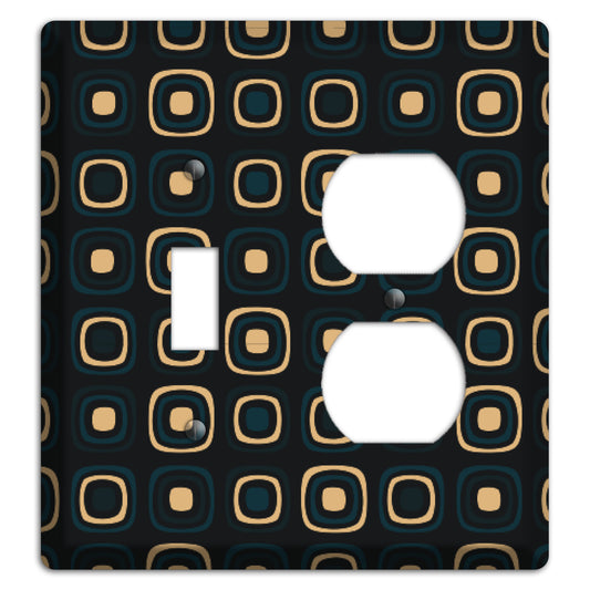 Black and Yellow Rounded Squares Toggle / Duplex Wallplate