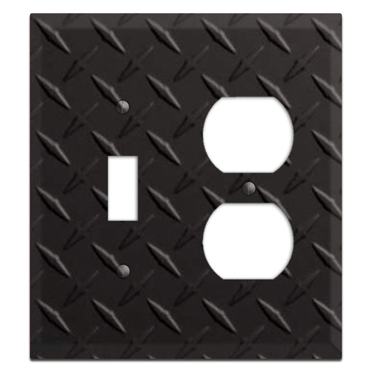 Diamond Tread Matte Black Toggle / Duplex Wallplate