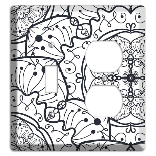 Mandala Black and White Style M Cover Plates Toggle / Duplex Wallplate