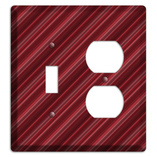 Burgundy Multi Angled Stripes Toggle / Duplex Wallplate