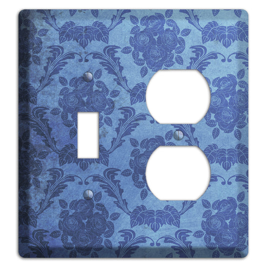 Polo Blue Vintage Rose Damask Toggle / Duplex Wallplate