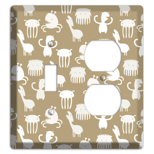 Sily Monsters Brown and White Toggle / Duplex Wallplate