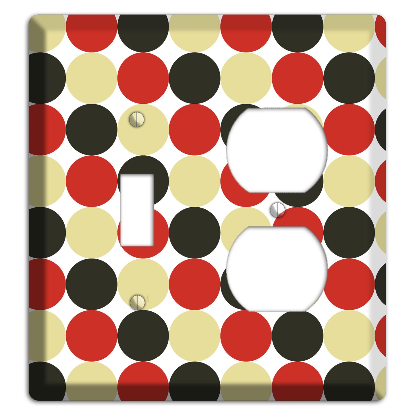 Beige Red Black Tiled Dots Toggle / Duplex Wallplate