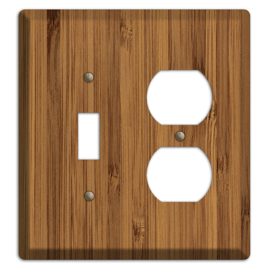 Caramel Bamboo Wood Toggle / Duplex Outlet Cover Plate