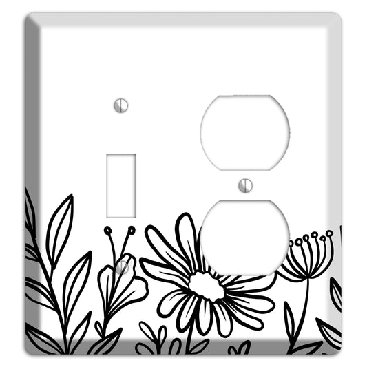 Hand-Drawn Floral 10 Toggle / Duplex Wallplate