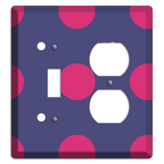 Purple with Purple and White Multi Tiled Medium Dots Toggle / Duplex Wallplate