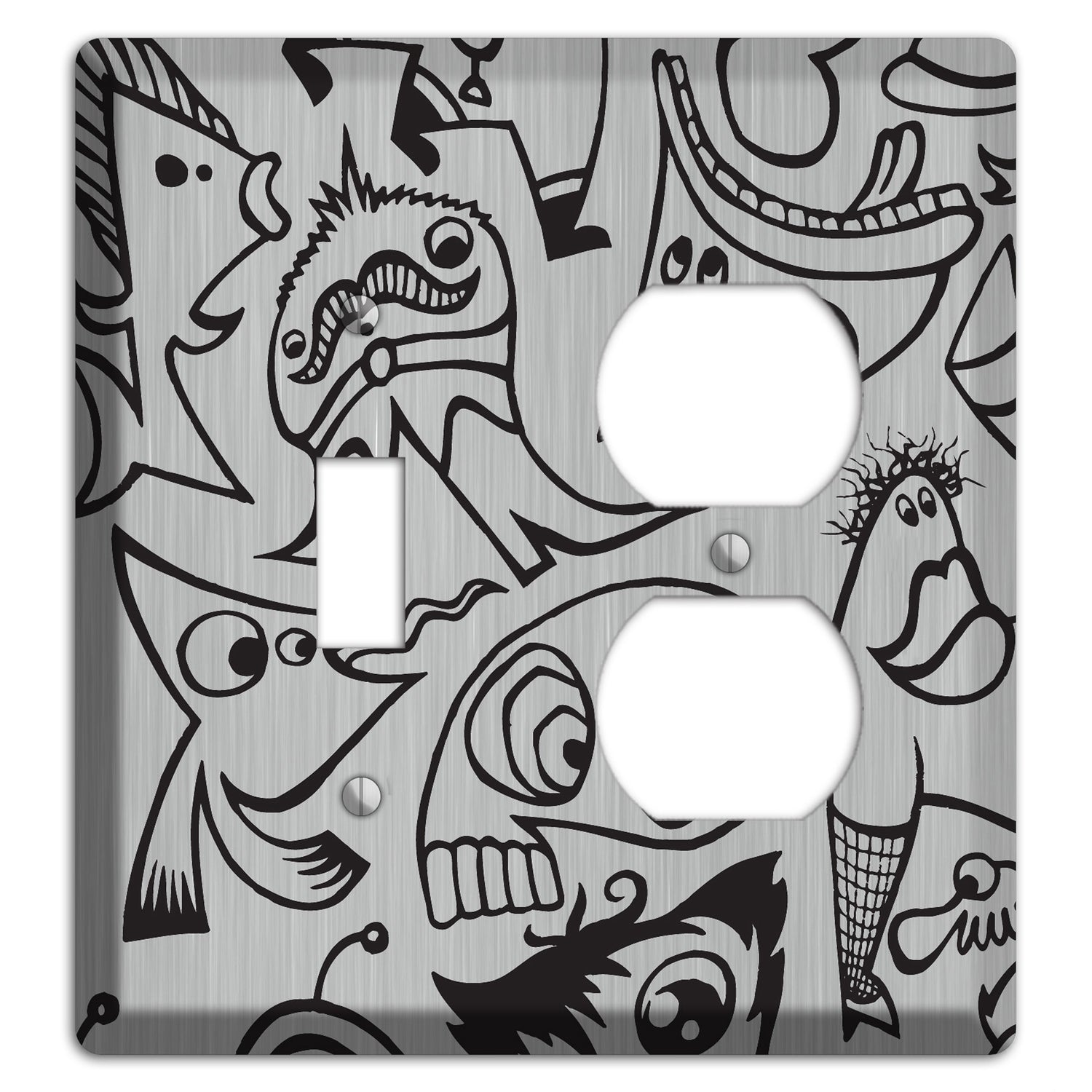 Whimsical Faces 2  Stainless Toggle / Duplex Wallplate