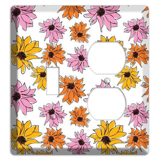 Pink Orange Yellow Flowers Toggle / Duplex Wallplate