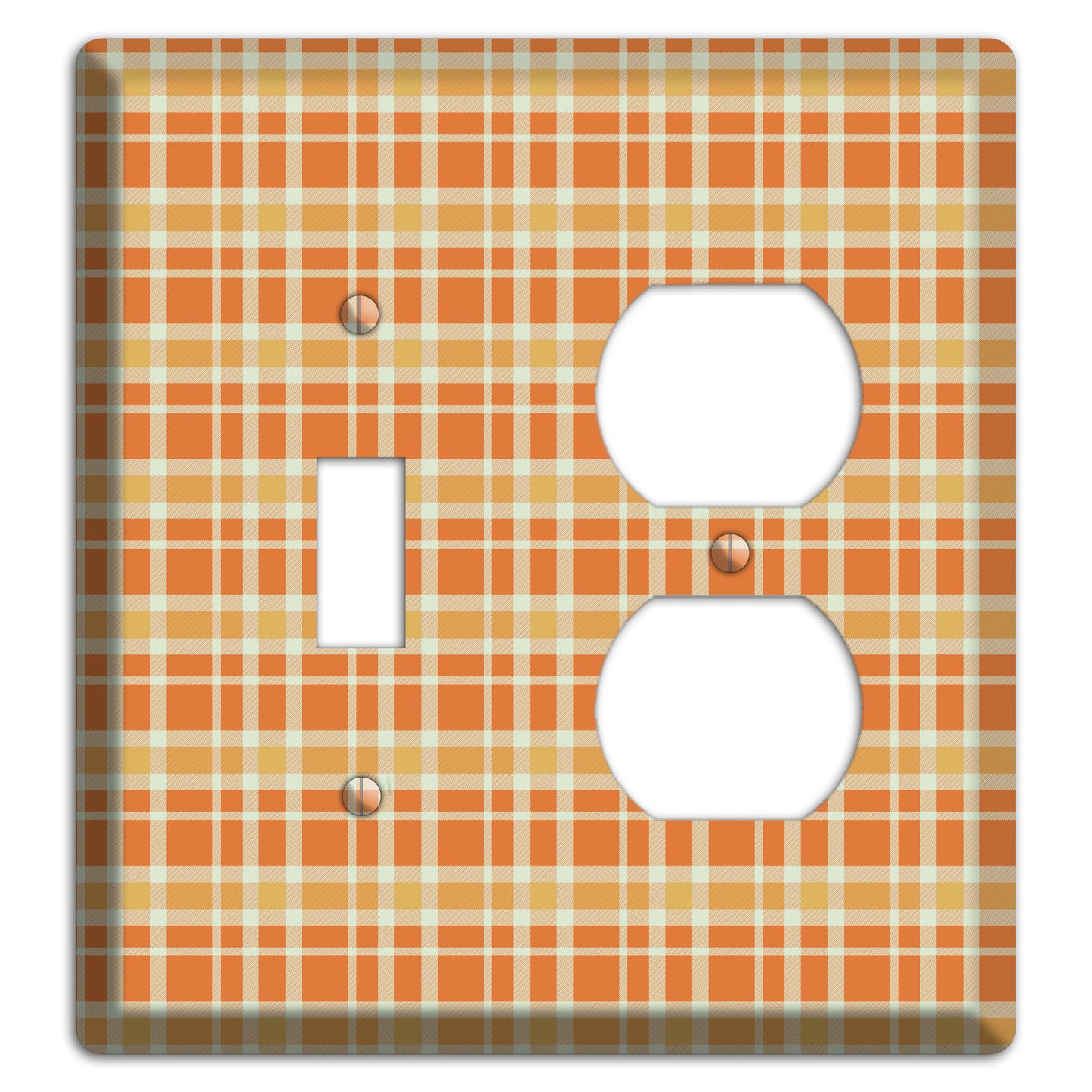 Orange and Beige Plaid Toggle / Duplex Wallplate