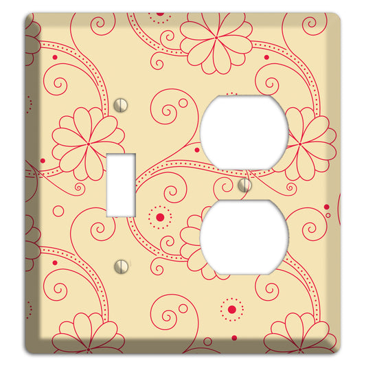 Off White Floral Swirl Toggle / Duplex Wallplate