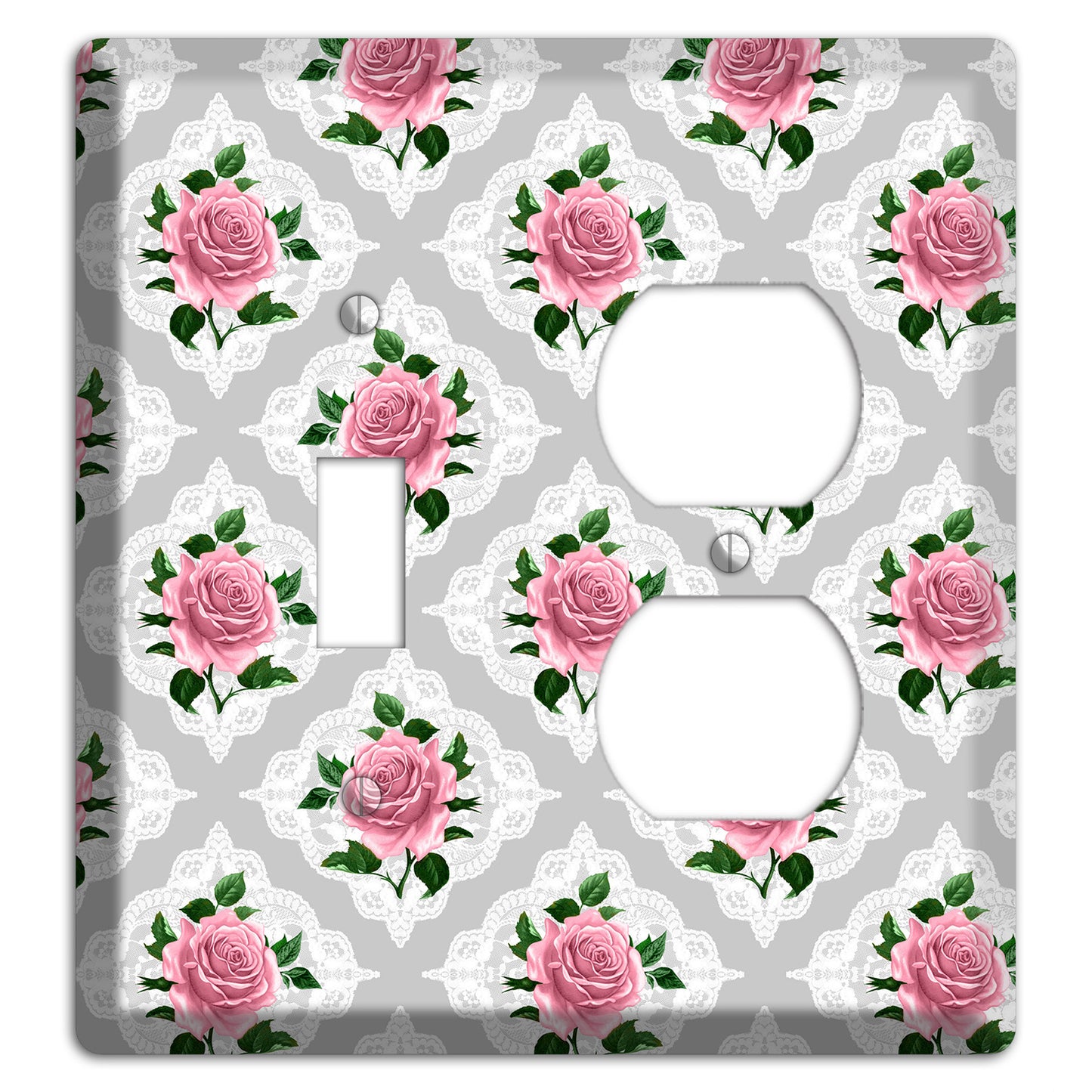 Gray Rose Doily Toggle / Duplex Wallplate