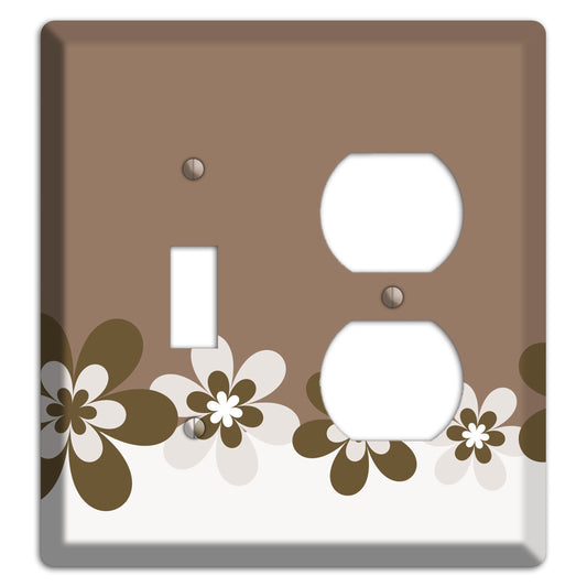 Brown Hippie Flowers Toggle / Duplex Wallplate