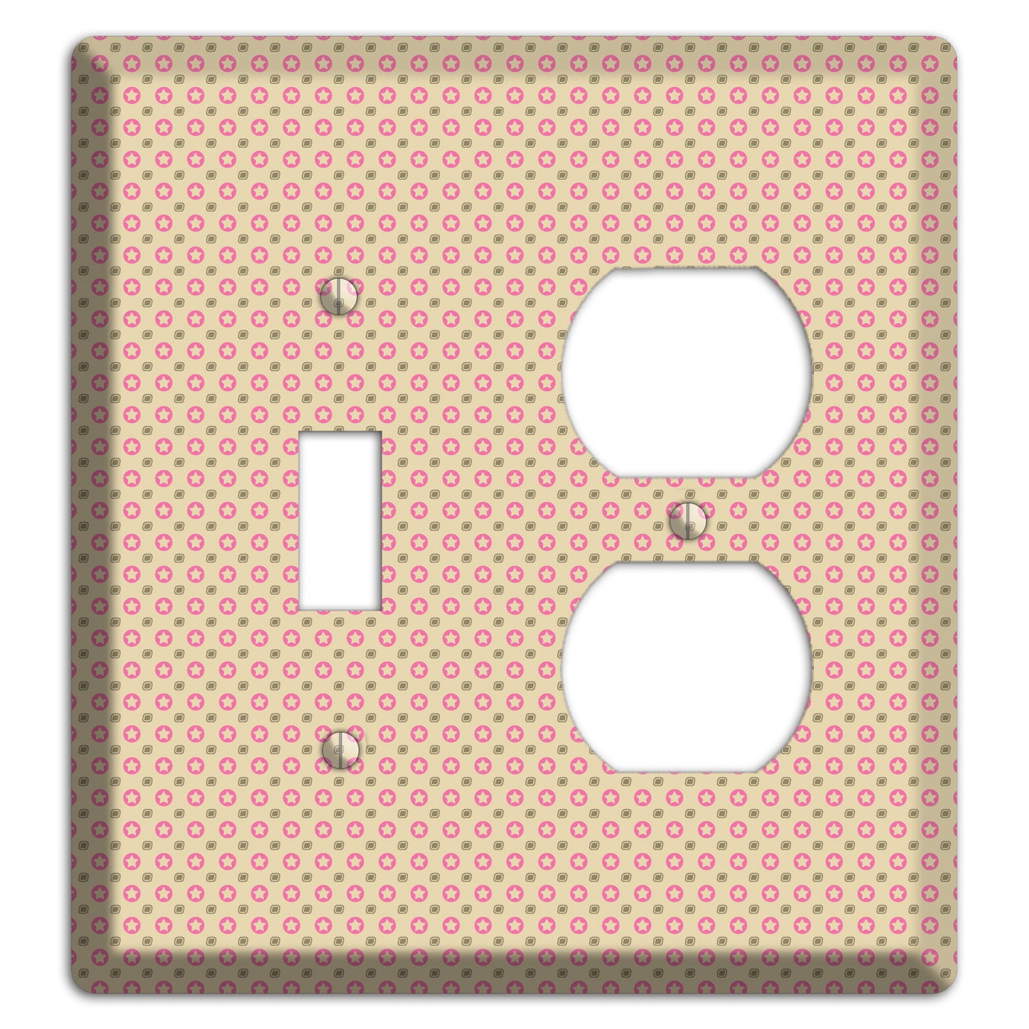 Beige with Pink Stars Toggle / Duplex Wallplate