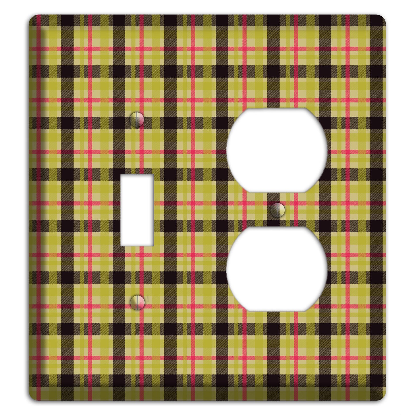 Yellow Black Red Plaid Toggle / Duplex Wallplate