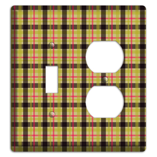 Yellow Black Red Plaid Toggle / Duplex Wallplate